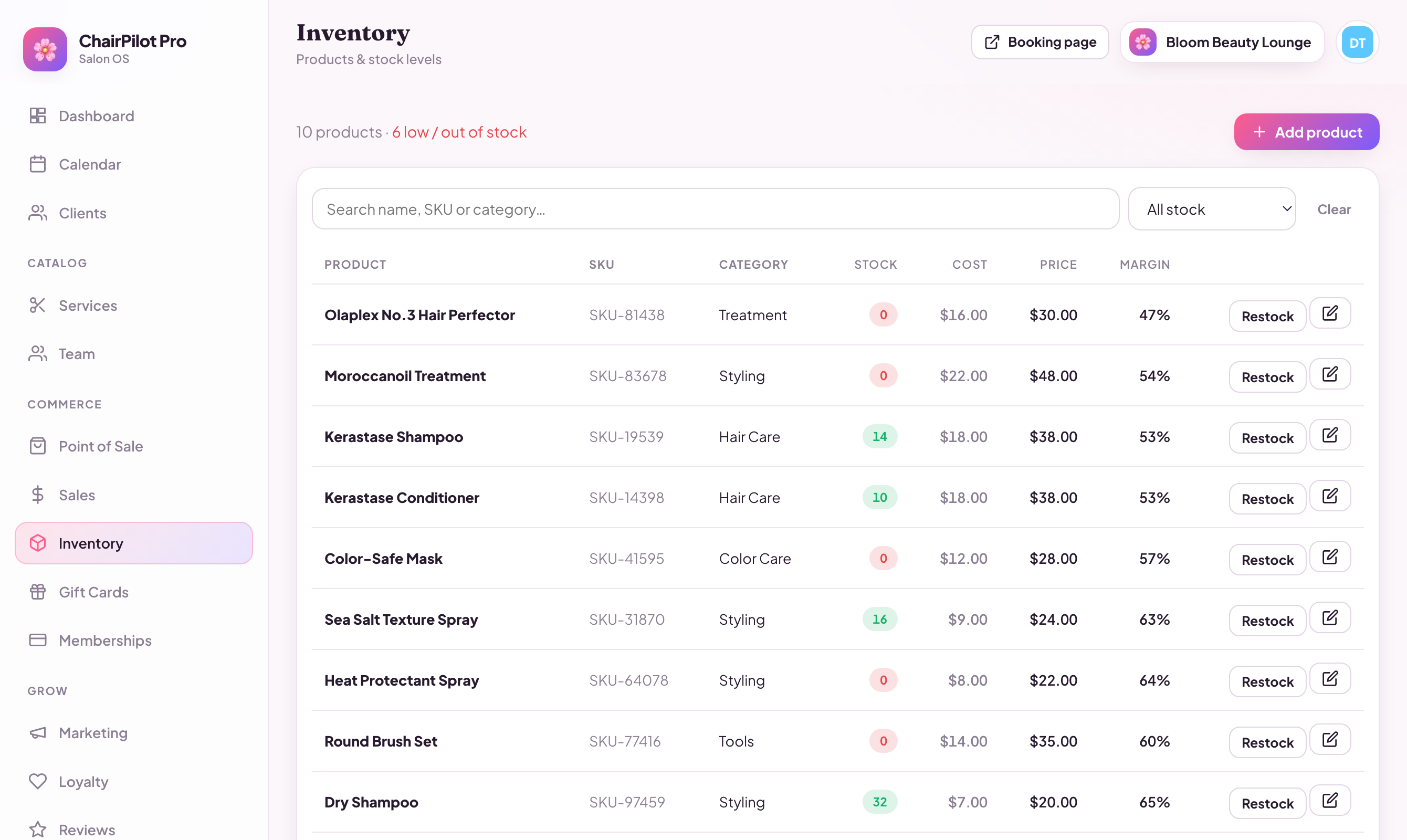 ChairPilot Pro inventory