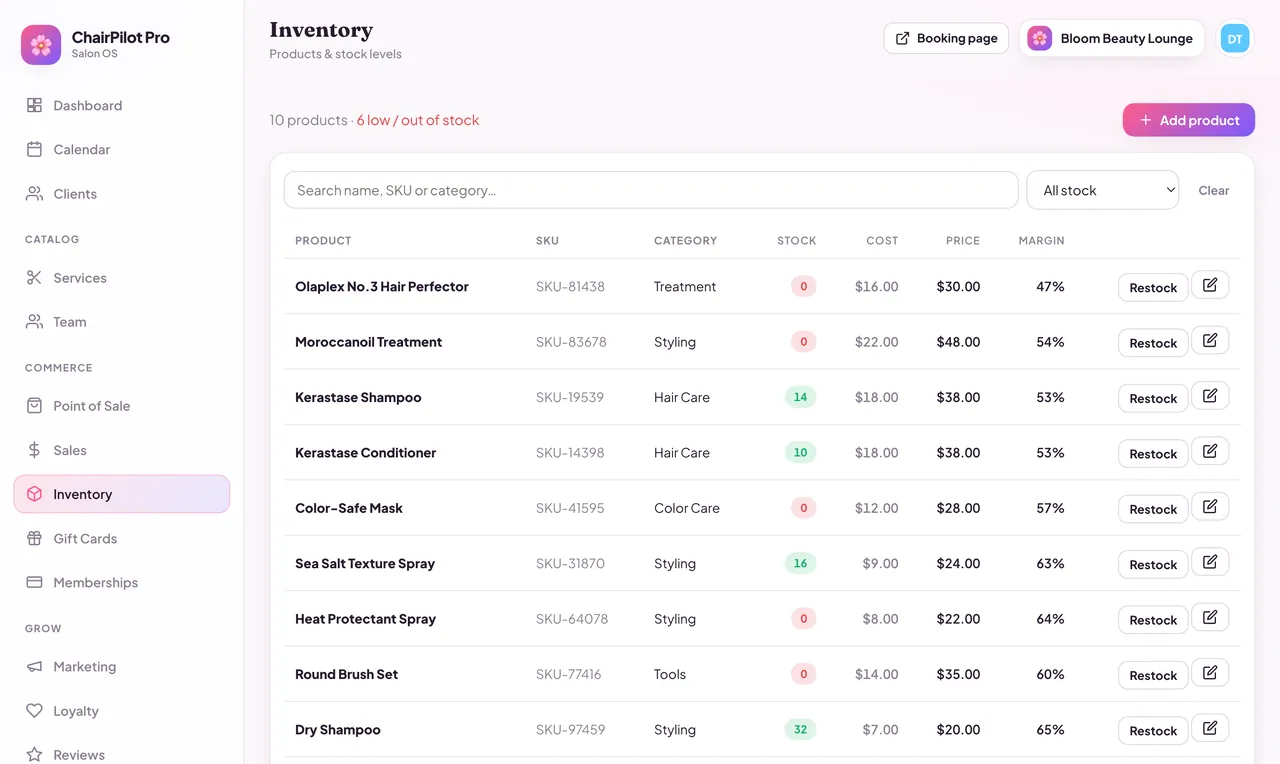 ChairPilot Pro inventory