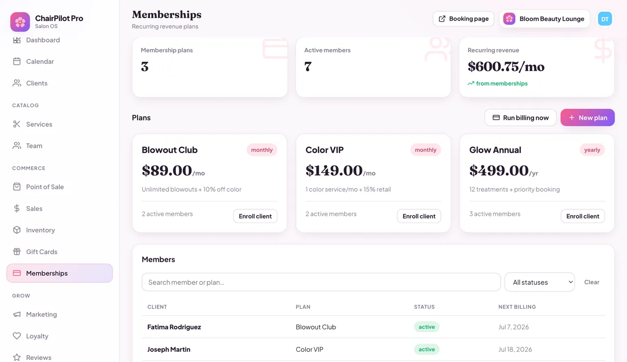 ChairPilot Pro memberships